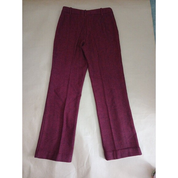 Ming Wool Wide Leg Pants Womens 8 Red Herringbone Classic Corporatecore Preppy - Picture 8 of 8